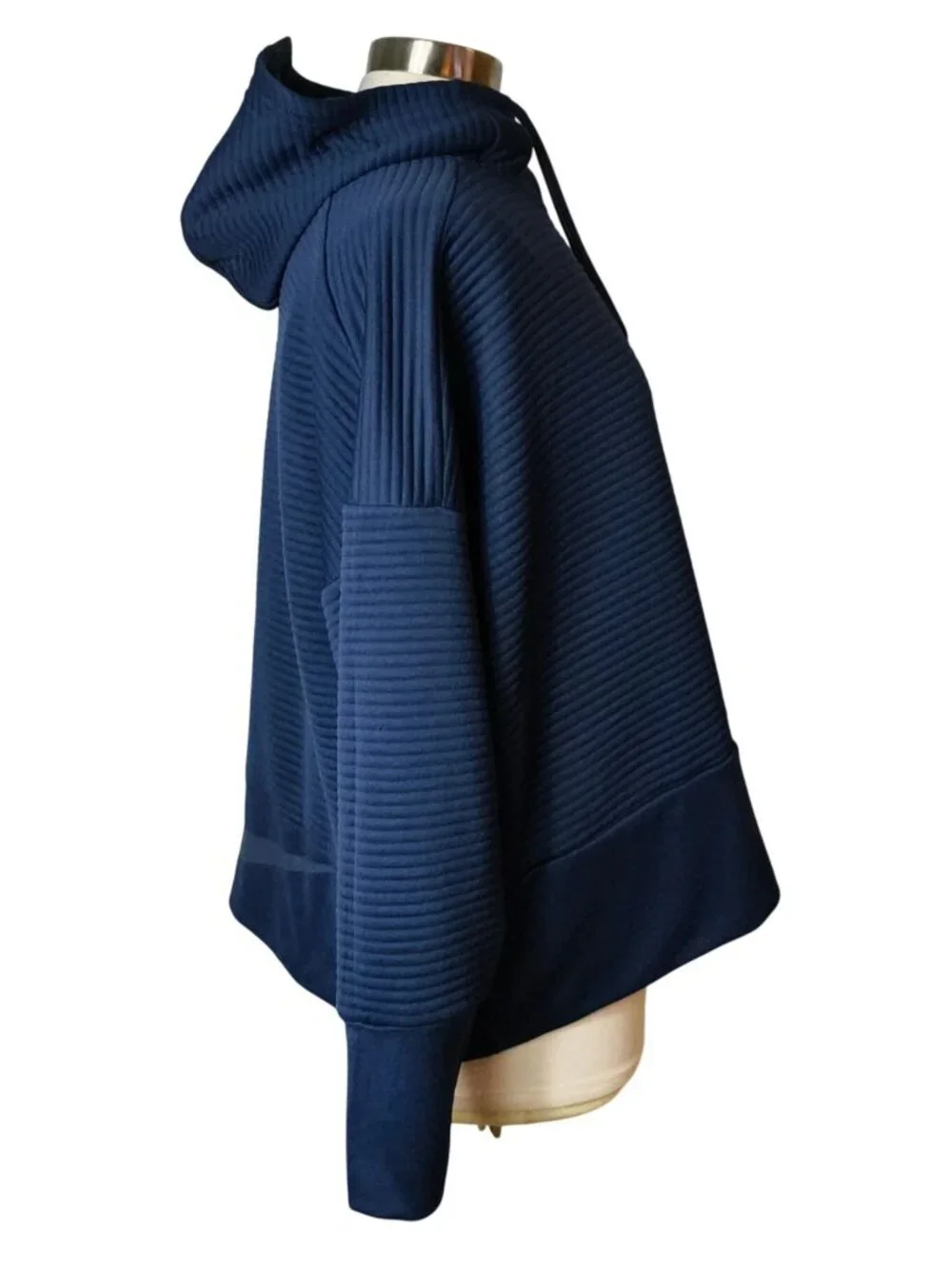 Nike Dri-Fit Womens L Textured Pullover Swoosh Hoodie Navy Blue Athleisure Loose